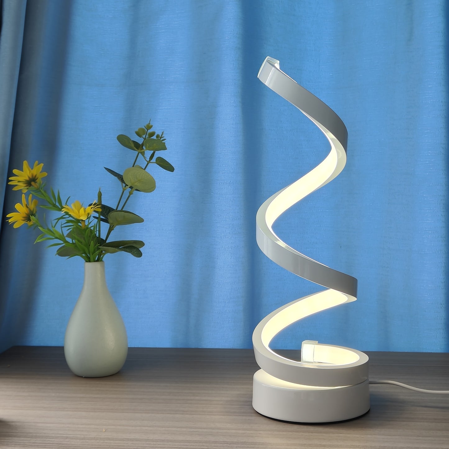 1pc Classic Spiral Decorative Table Lamp For Office Bedroom Bedside Night Light