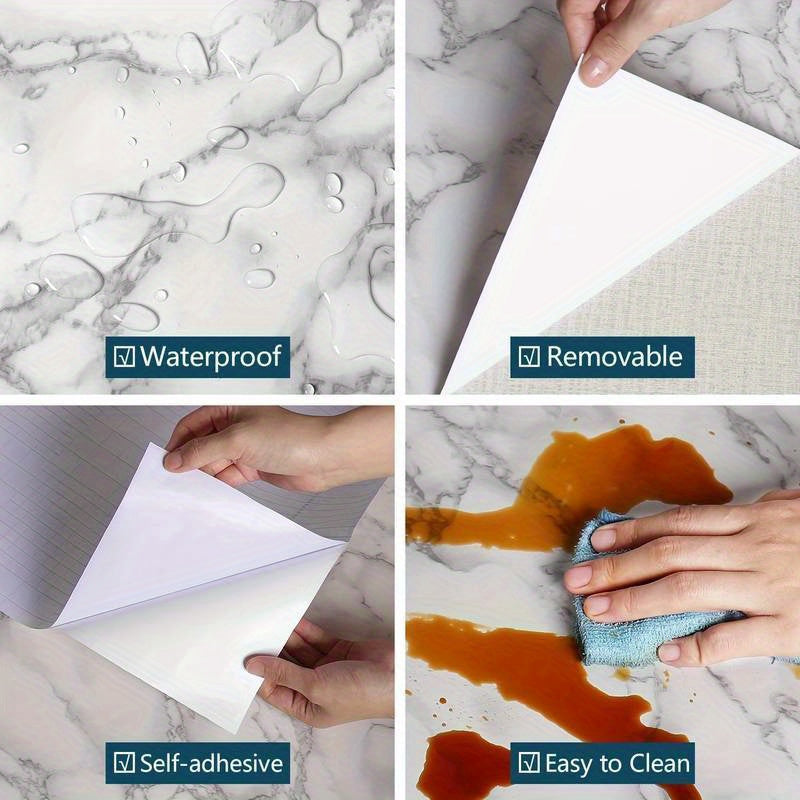 Luxurious Marble Pattern Self-Adhesive Wall and Countertop Stickers - Waterproof, Heat and Oil Resistant, Ideal for Kitchen & Bathroom Home Decor, Home Makeover|Marble Pattern Sticker|Selfadhesive Design, Bathroom Decor