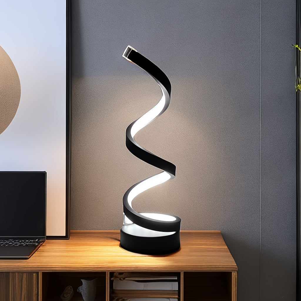 1pc Classic Spiral Decorative Table Lamp For Office Bedroom Bedside Night Light