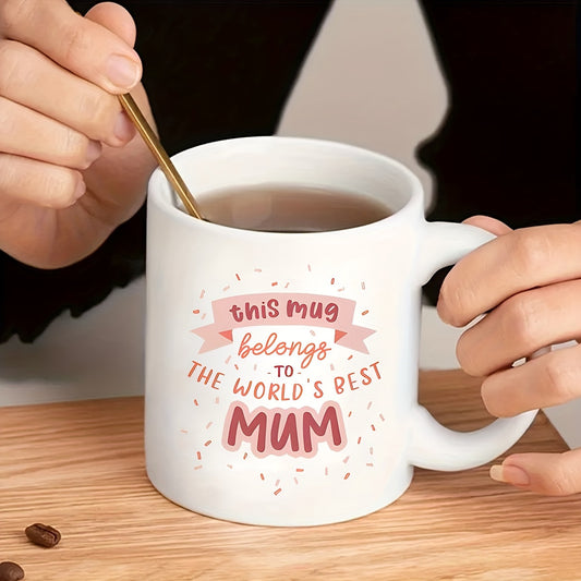 1pc, Best Mum Mug, Mother Gift, Gift For Her, Mummy Grandma Gift For Mom, Pink Mothers Day Present, Wife For Sister, Birthday Gift, Funny Gift, Tea Cup, 11oz Ceramic Coffee Mug Double-sided Design, Drinkware, Home Decor