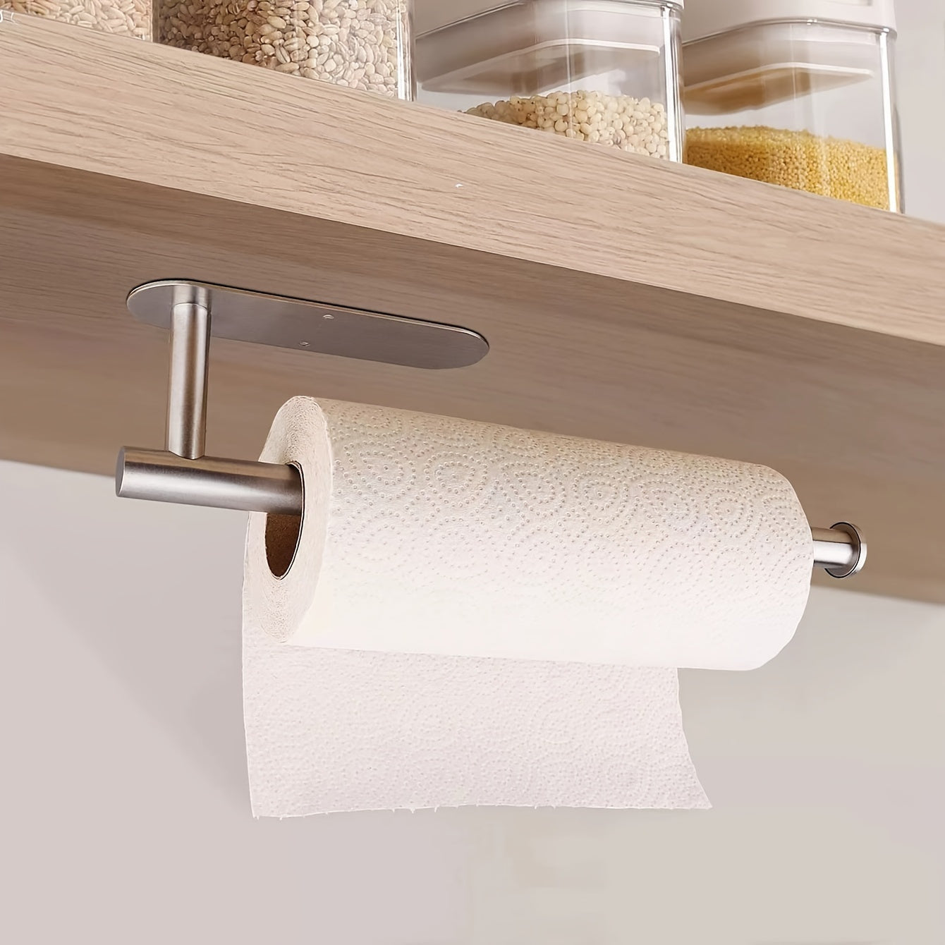 Sleek Black Stainless Steel Tissue Holder - Space-Saving No-Drill Wall-Mounted Organizer for Kitchen & Bathroom - Perfect for Paper Towels, Wraps & More