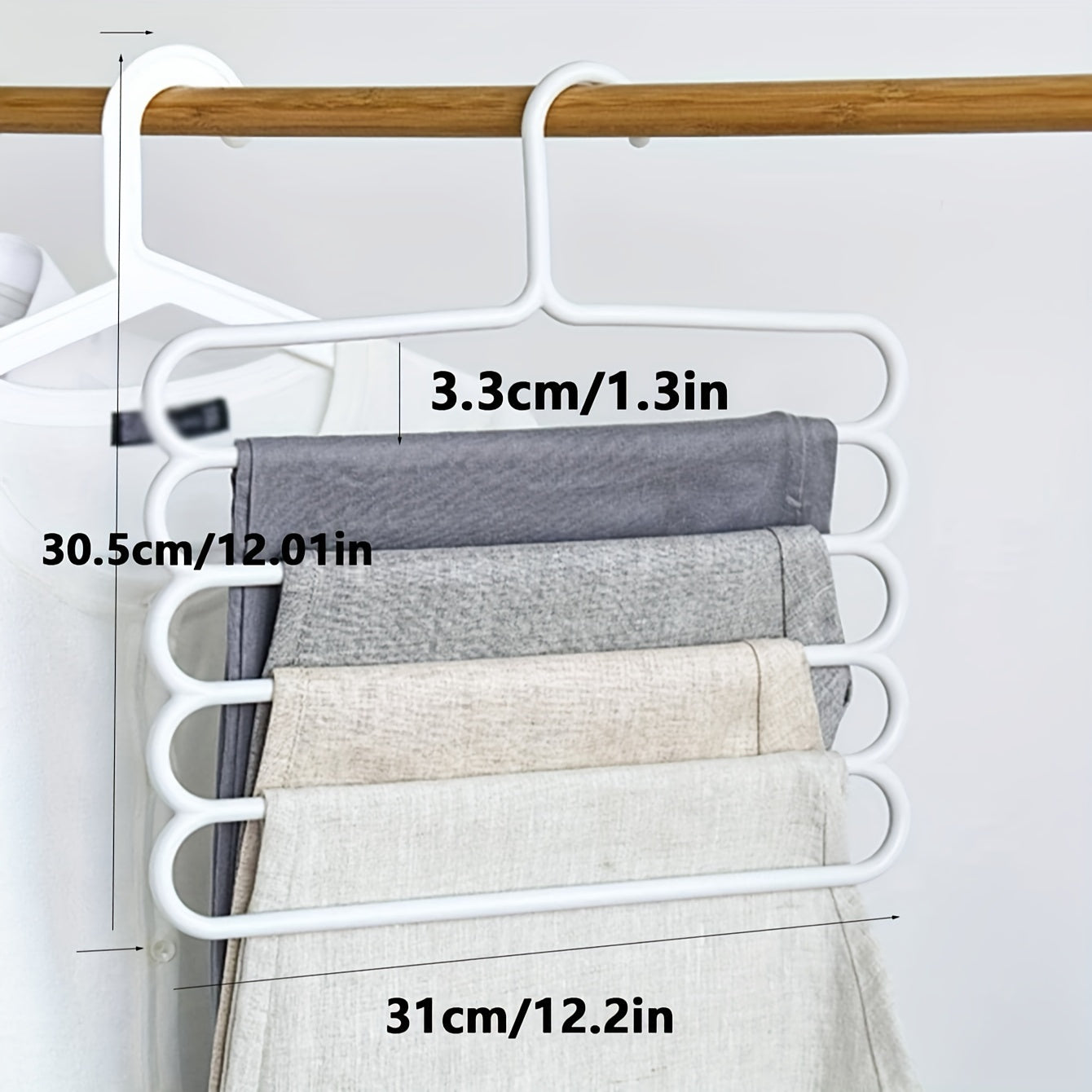 Space-Saving Multi-Layer Pants Rack - Anti-Slip, Adjustable Design for Clothes, Scarves & Accessories - Durable Plastic Wardrobe Organizer for Closet and Laundry Room