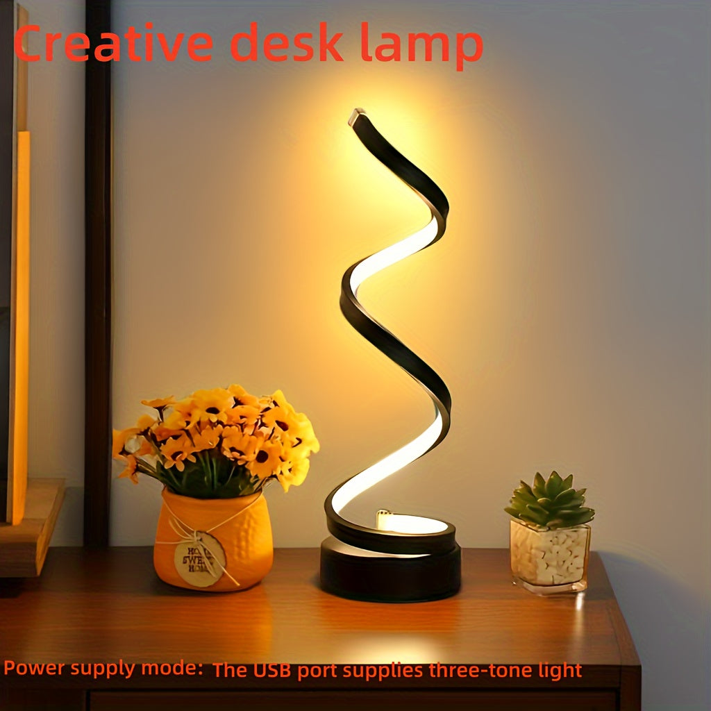 1pc Classic Spiral Decorative Table Lamp For Office Bedroom Bedside Night Light