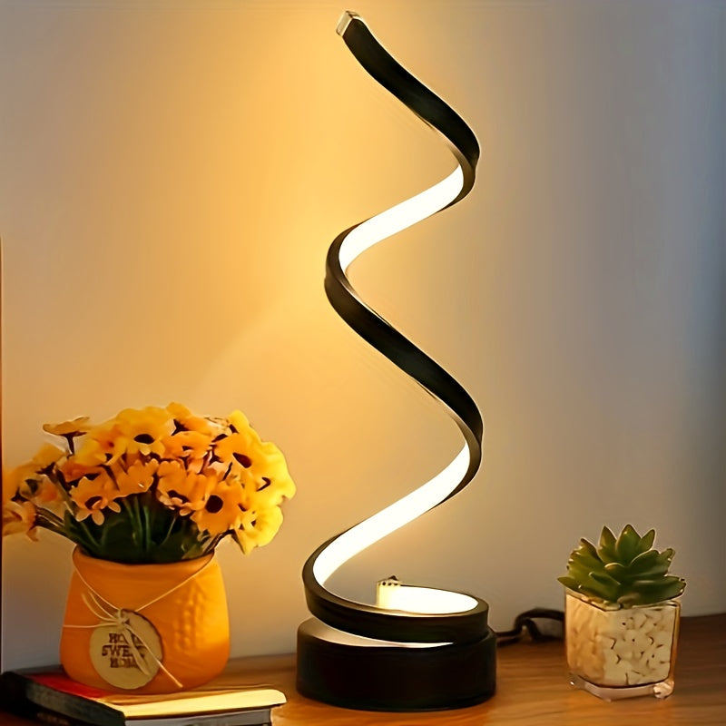 1pc Classic Spiral Decorative Table Lamp For Office Bedroom Bedside Night Light