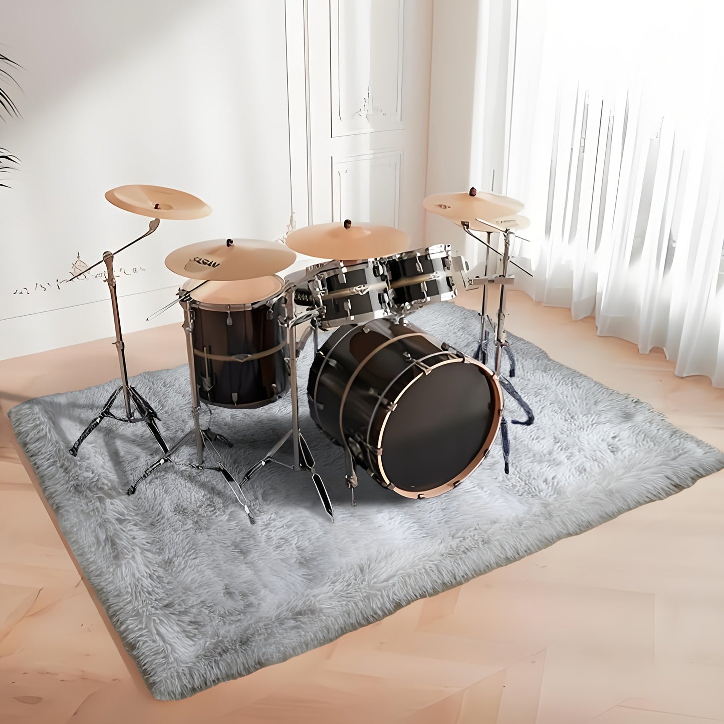 1pc, Soft Plush Drum Carpet, Rug, Non-Slip Plush Fluffy Soft Furry Bedside Carpet, Drum Carpet, Holiday, Suitable for Dormitory Home Decoration, Pet-Friendly Bedroom Living Room Carpet, Drum Carpet, Home Decoration, Room Deco