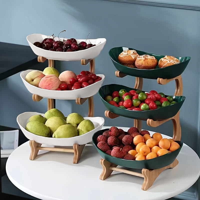 3-Tier Modern Creative Fruit Stand, Plastic Snack Storage Display Rack, Home Decor Shelf for Kitchen and Dining Room - Multi-Layer Tray Set for Fruits, Snacks, and Desserts - Ideal Christmas Gift