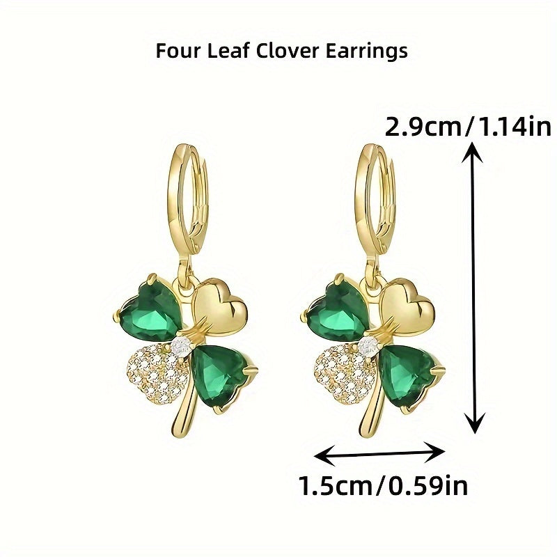 [1 Pair Stylish Four-Leaf Earrings] 1 pair of exquisite and stylish four-leaf Grass earrings, versatile and easy to wear, perfect to match any outfit, this accessory is beautifully designed with attention to detail