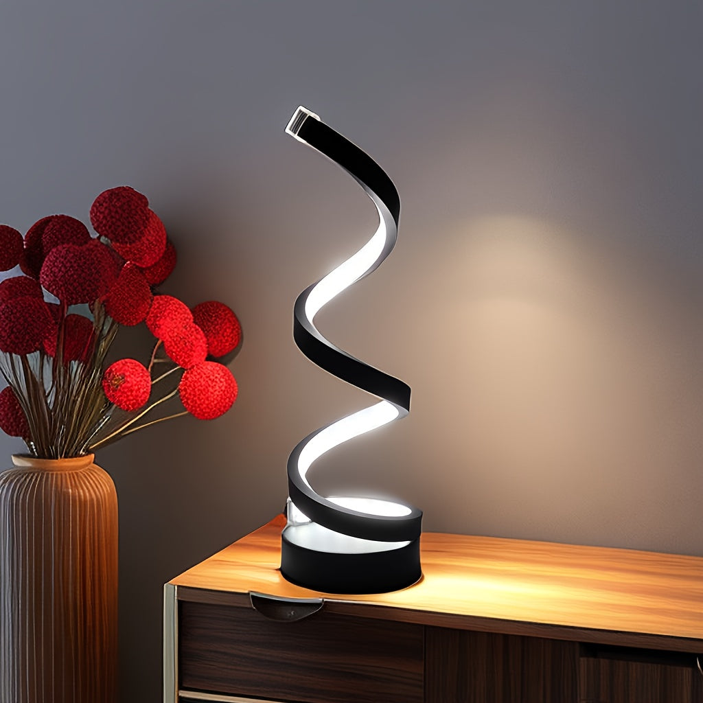 1pc Classic Spiral Decorative Table Lamp For Office Bedroom Bedside Night Light