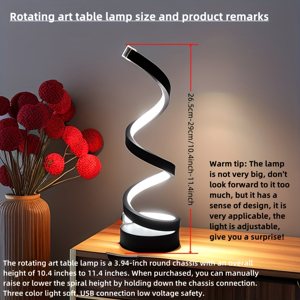 1pc Classic Spiral Decorative Table Lamp For Office Bedroom Bedside Night Light