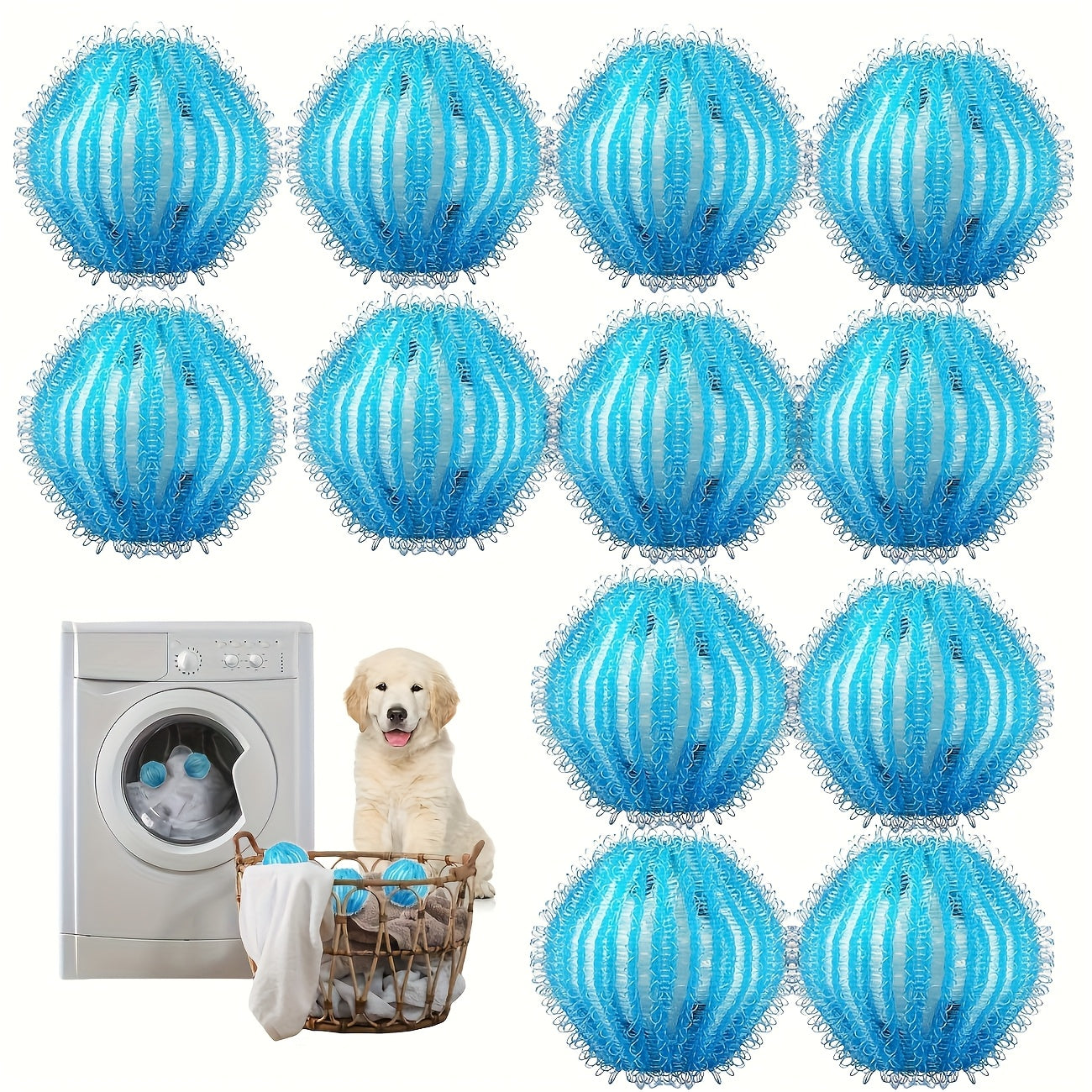 12/16/24pcs Washing Machine Pet Hair Remover, Reusable Washing Machine Hair Catcher, Anti-Tangle Cleaning Ball, Washing Machine Hair Catcher, Pet Dog Hair Catcher