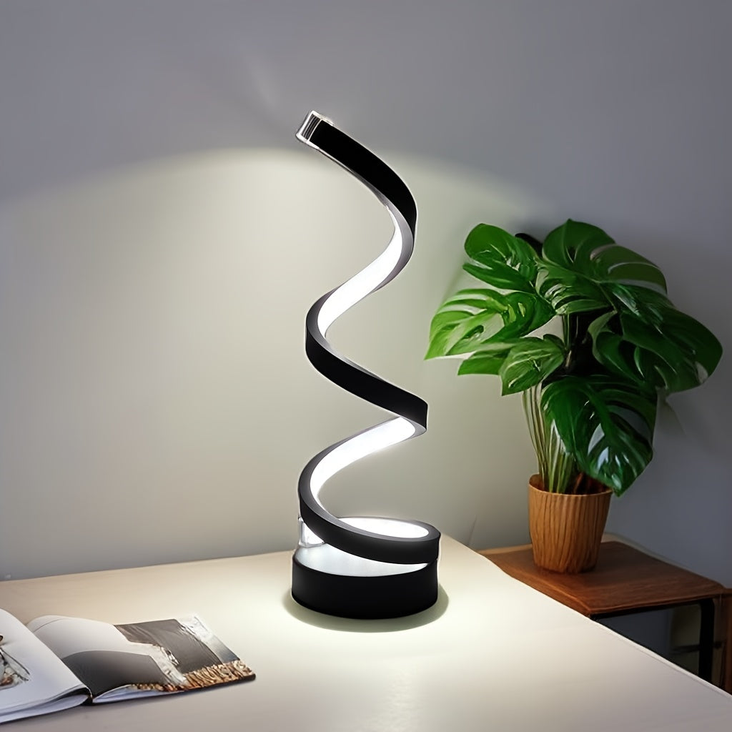 1pc Classic Spiral Decorative Table Lamp For Office Bedroom Bedside Night Light