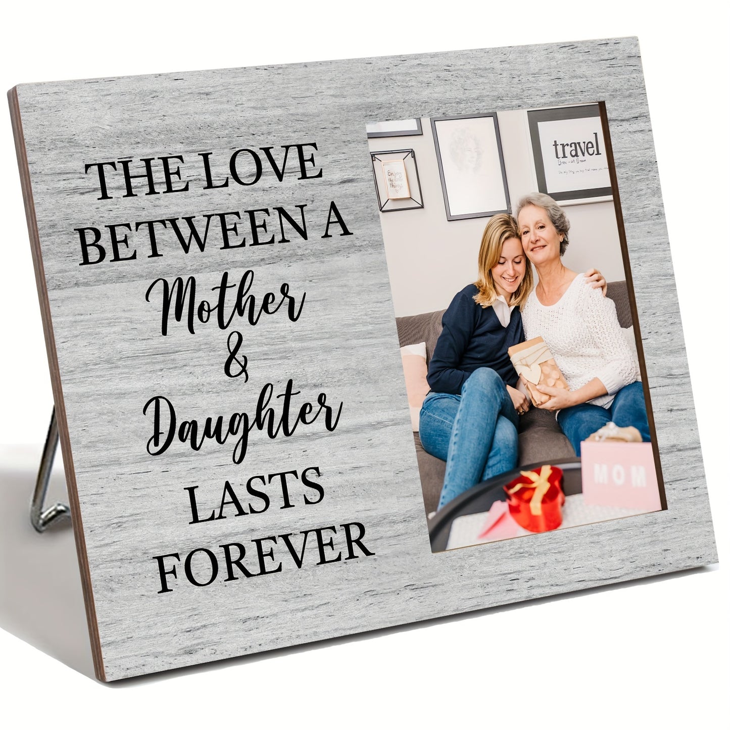 1pc Family Wooden Tabletop Picture Frame - The Love Between A Mother And Daughter Last Forever Photo Frame For Mom Wife Birthday Christmas Gift Fit 4*6 Inch