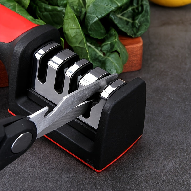 4-Stage Professional Kitchen Knife Sharpener - Tungsten & Diamond Ceramic Sharpening Stone for Chefs