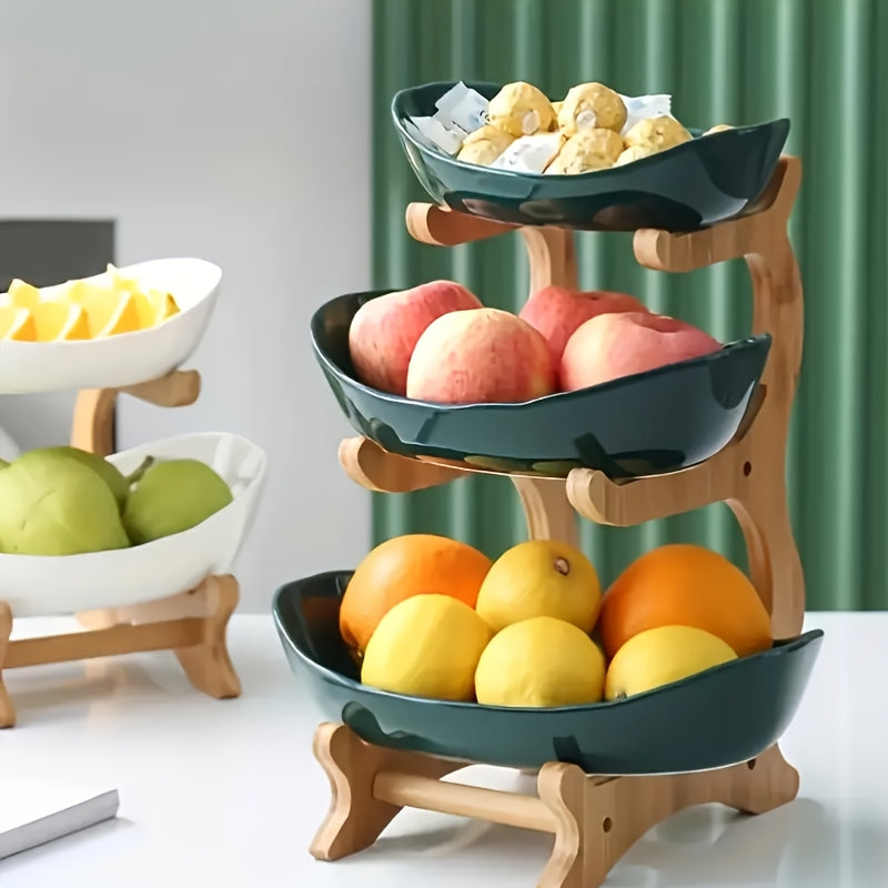 3-Tier Modern Creative Fruit Stand, Plastic Snack Storage Display Rack, Home Decor Shelf for Kitchen and Dining Room - Multi-Layer Tray Set for Fruits, Snacks, and Desserts - Ideal Christmas Gift