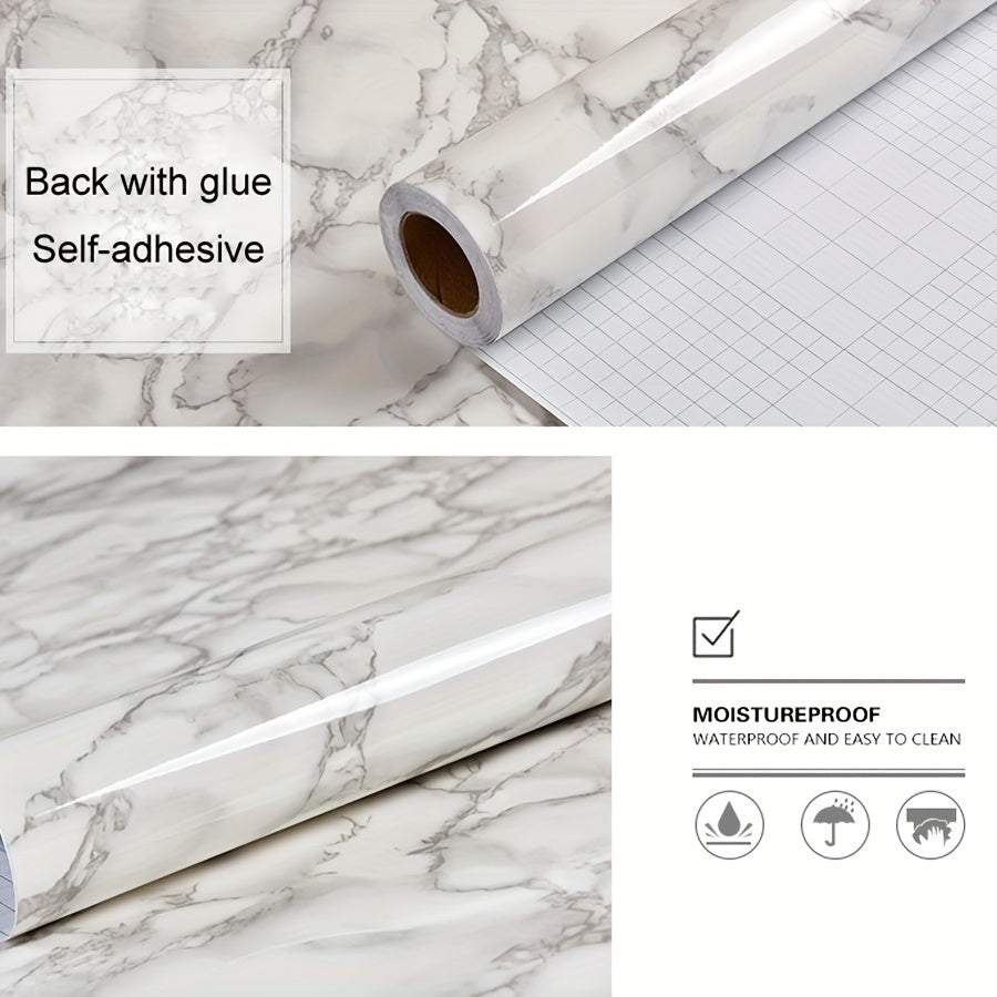 Luxurious Marble Pattern Self-Adhesive Wall and Countertop Stickers - Waterproof, Heat and Oil Resistant, Ideal for Kitchen & Bathroom Home Decor, Home Makeover|Marble Pattern Sticker|Selfadhesive Design, Bathroom Decor