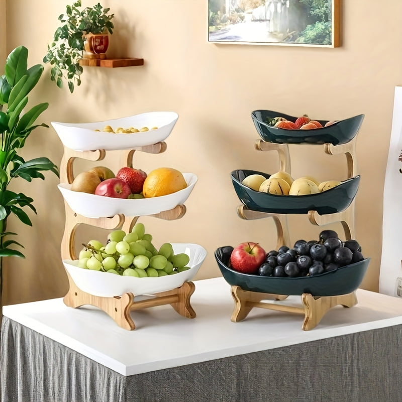 3-Tier Modern Creative Fruit Stand, Plastic Snack Storage Display Rack, Home Decor Shelf for Kitchen and Dining Room - Multi-Layer Tray Set for Fruits, Snacks, and Desserts - Ideal Christmas Gift