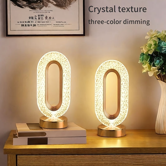 2pcs Champagne LED Touch Night Lights with 3-Color Dimmable Lighting, Perfect for Bedroom, Office & Living Room Decor