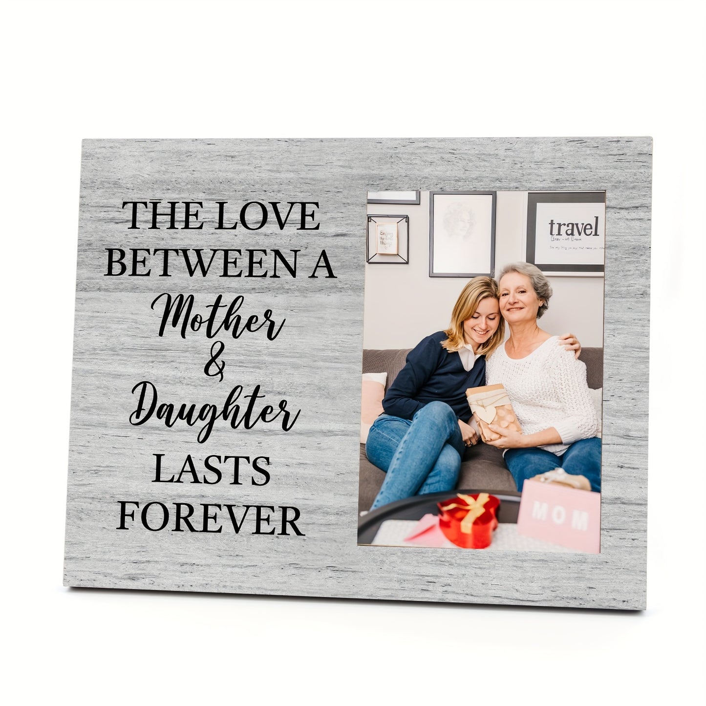 1pc Family Wooden Tabletop Picture Frame - The Love Between A Mother And Daughter Last Forever Photo Frame For Mom Wife Birthday Christmas Gift Fit 4*6 Inch