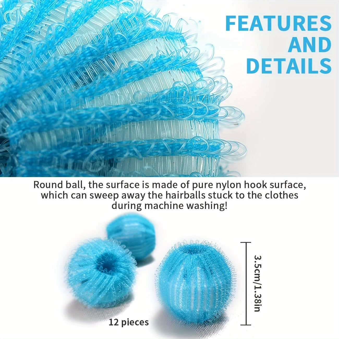 12/16/24pcs Washing Machine Pet Hair Remover, Reusable Washing Machine Hair Catcher, Anti-Tangle Cleaning Ball, Washing Machine Hair Catcher, Pet Dog Hair Catcher