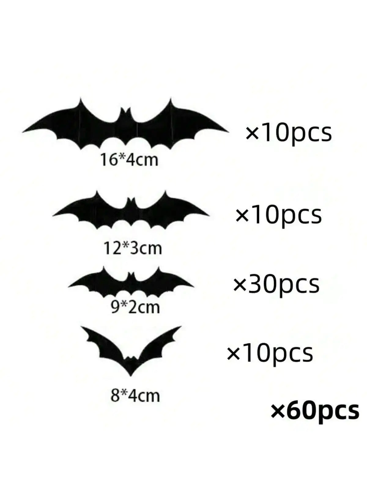 60pcs 3D Waterproof black Bats Wall Decor Halloween Decor