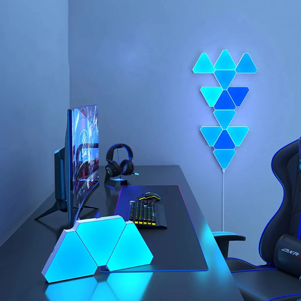 LED Triangle Quantum Light APP Controls RGB Wall Lights Pickup Rhythm Background Lights Computer Games Bedroom Decorations