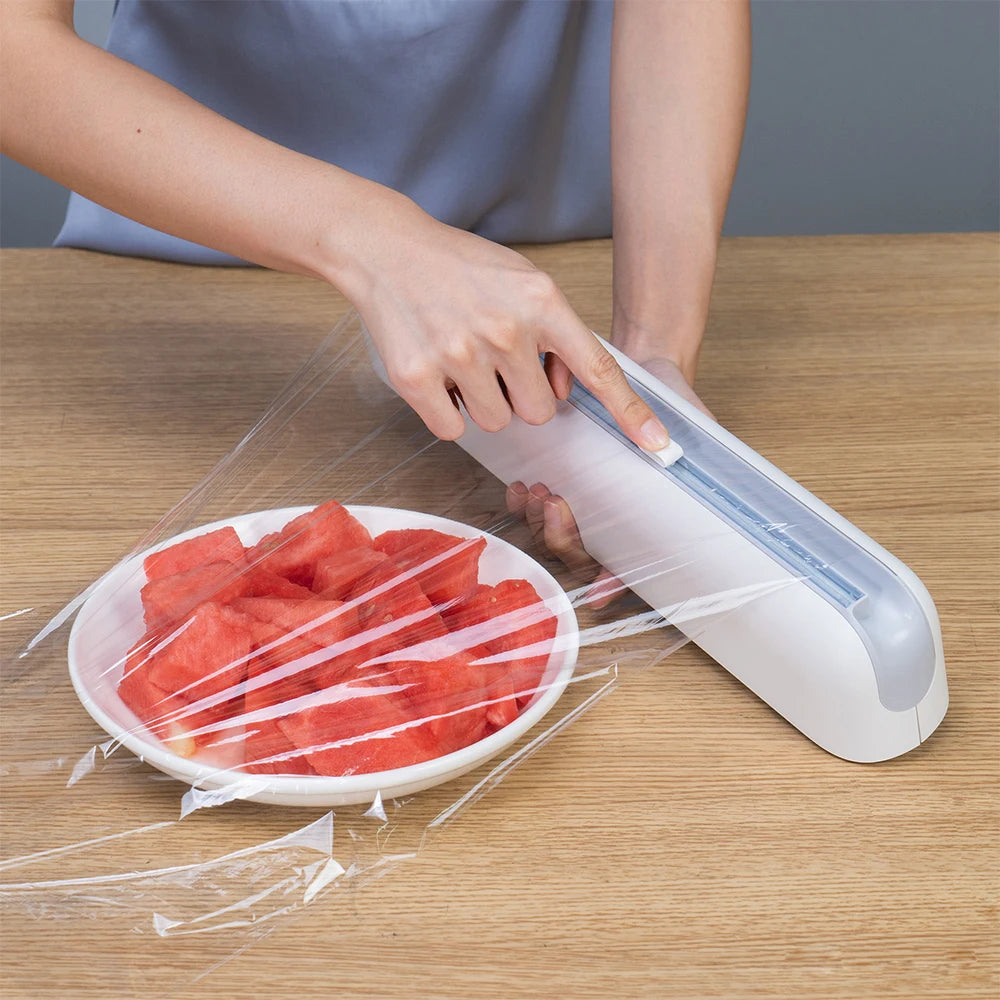 Plastic Wrap Dispenser with Cutter Film Wrap Dispenser Kitchen Tool Suitable for Plastic Wrap, Baking Paper and Tin Foil