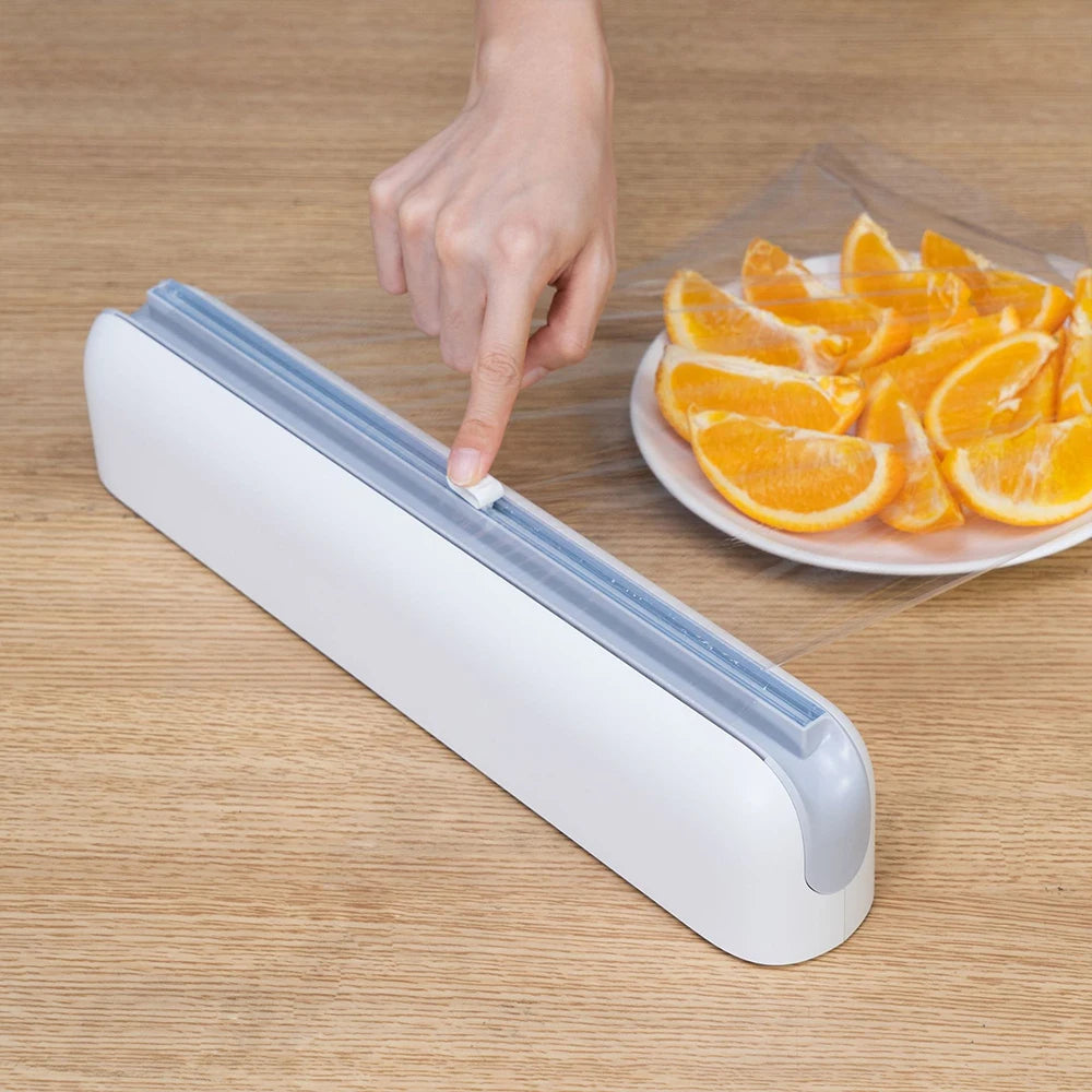 Plastic Wrap Dispenser with Cutter Film Wrap Dispenser Kitchen Tool Suitable for Plastic Wrap, Baking Paper and Tin Foil