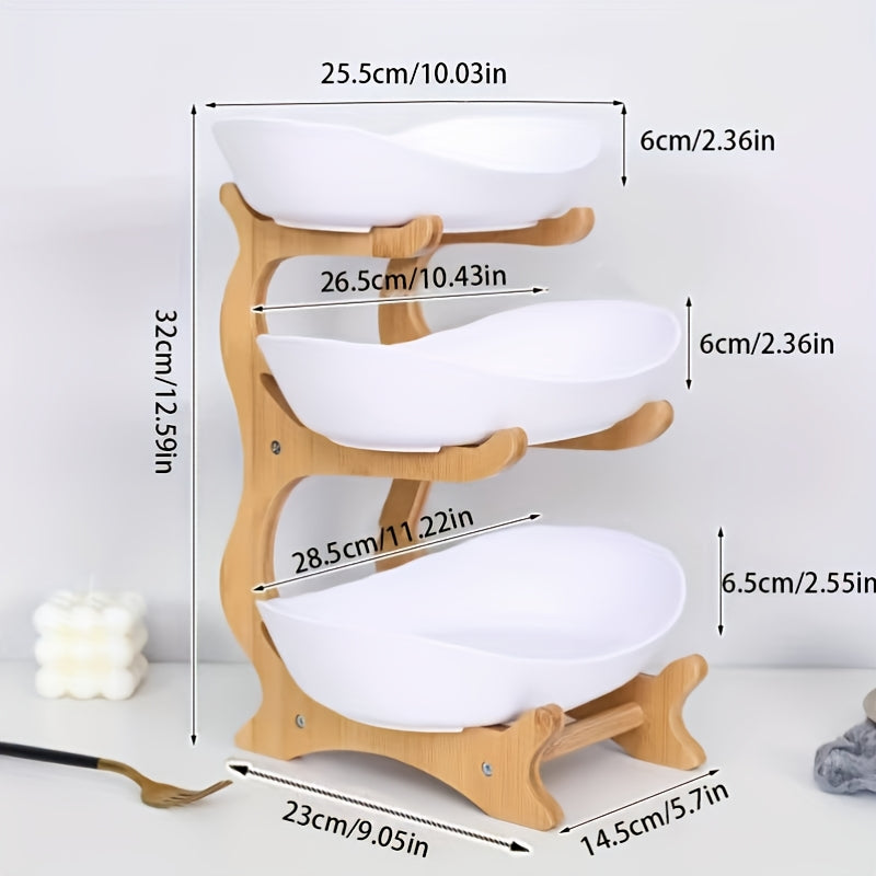 3-Tier Modern Creative Fruit Stand, Plastic Snack Storage Display Rack, Home Decor Shelf for Kitchen and Dining Room - Multi-Layer Tray Set for Fruits, Snacks, and Desserts - Ideal Christmas Gift