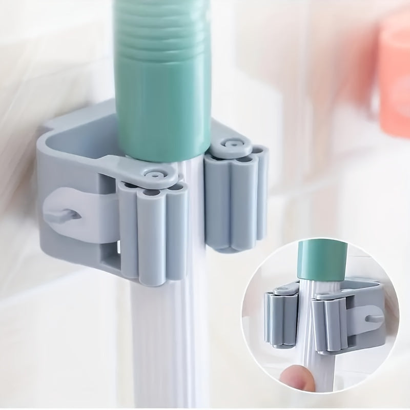 Durable Space-Saving Wall-Mounted Mop Organizer Holder - Storage Rack for Sponges, Mops, and Brooms - Ideal for Bathroom, Bedroom, Living Room, Entryway - Home and Dorm Utility Hook Hanger