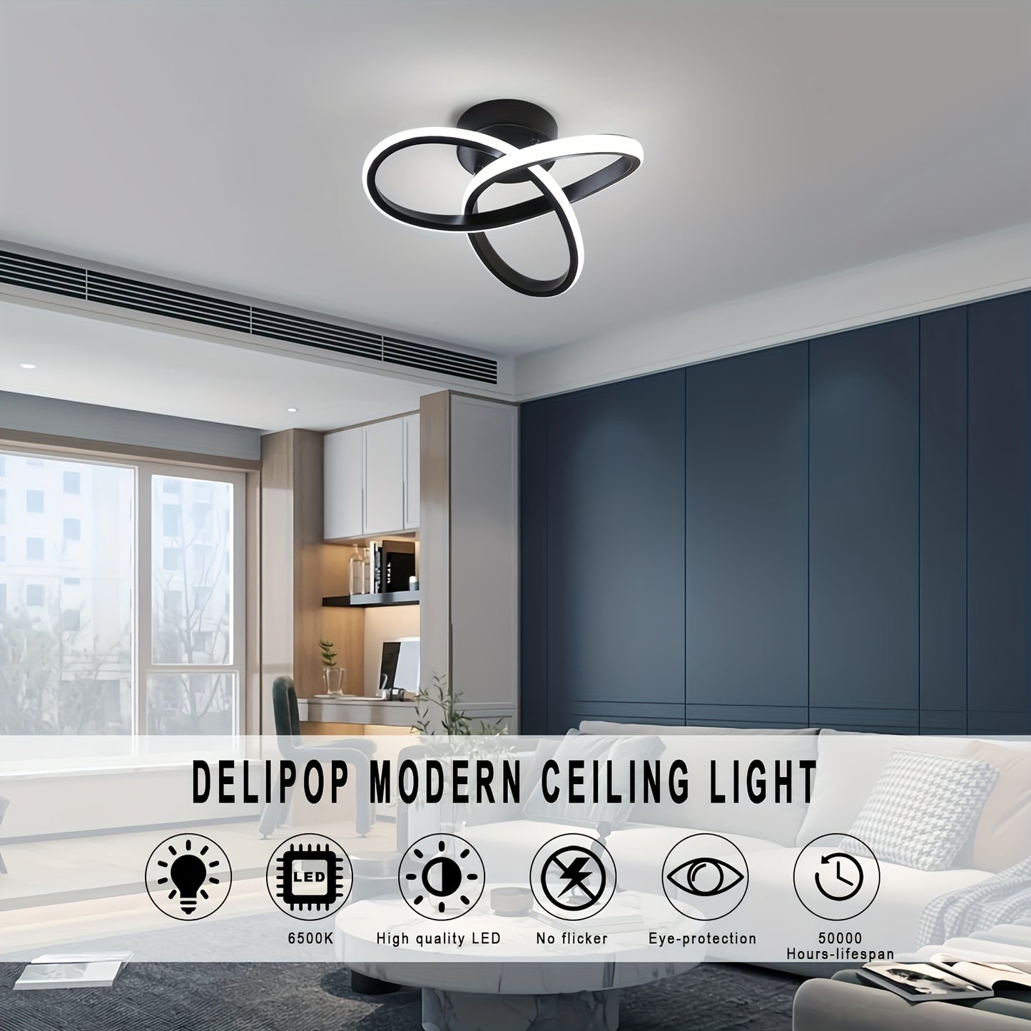 Modern Dimmable LED Ceiling Fixture, 1pc, Metal with Polished Finish, Flush Mount, Switch Control, Adjustable Color Temperature (3000K/4000K/6000K), Suitable for Bedroom, Living Room, Hallway, Kitchen, Dining Room