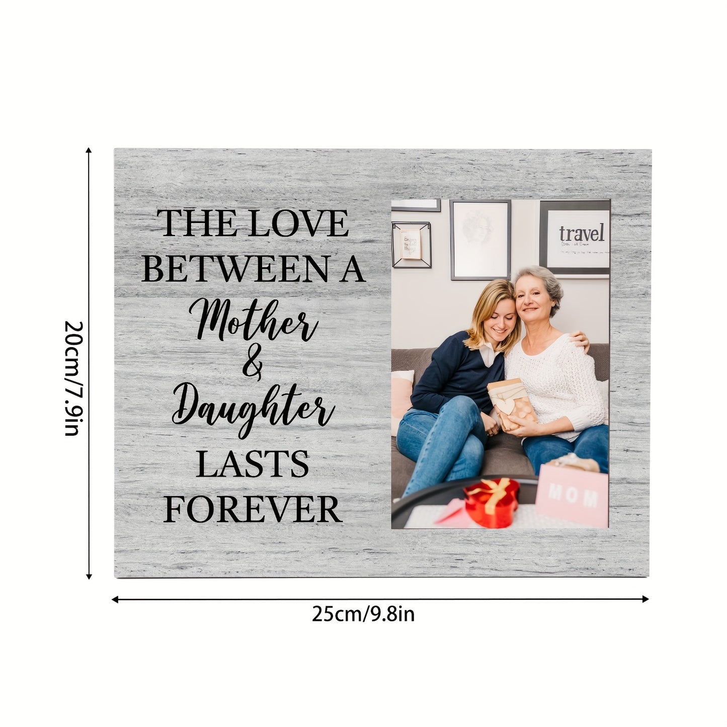 1pc Family Wooden Tabletop Picture Frame - The Love Between A Mother And Daughter Last Forever Photo Frame For Mom Wife Birthday Christmas Gift Fit 4*6 Inch