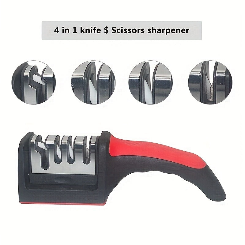 4-Stage Professional Kitchen Knife Sharpener - Tungsten & Diamond Ceramic Sharpening Stone for Chefs