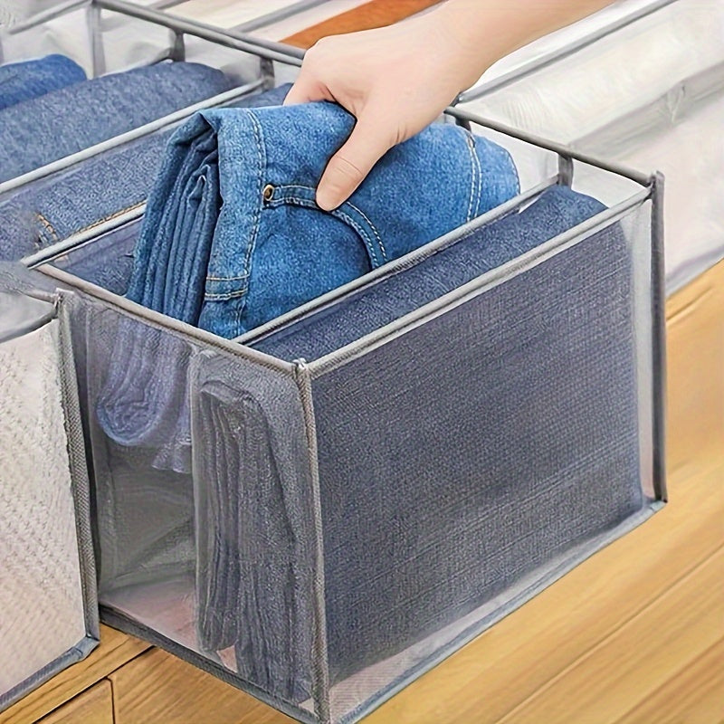 Space-Saving 7-Compartment Fabric Organizer with Handle - Washable Drawer Divider for Jeans, T-Shirts & Folded Apparel Storage