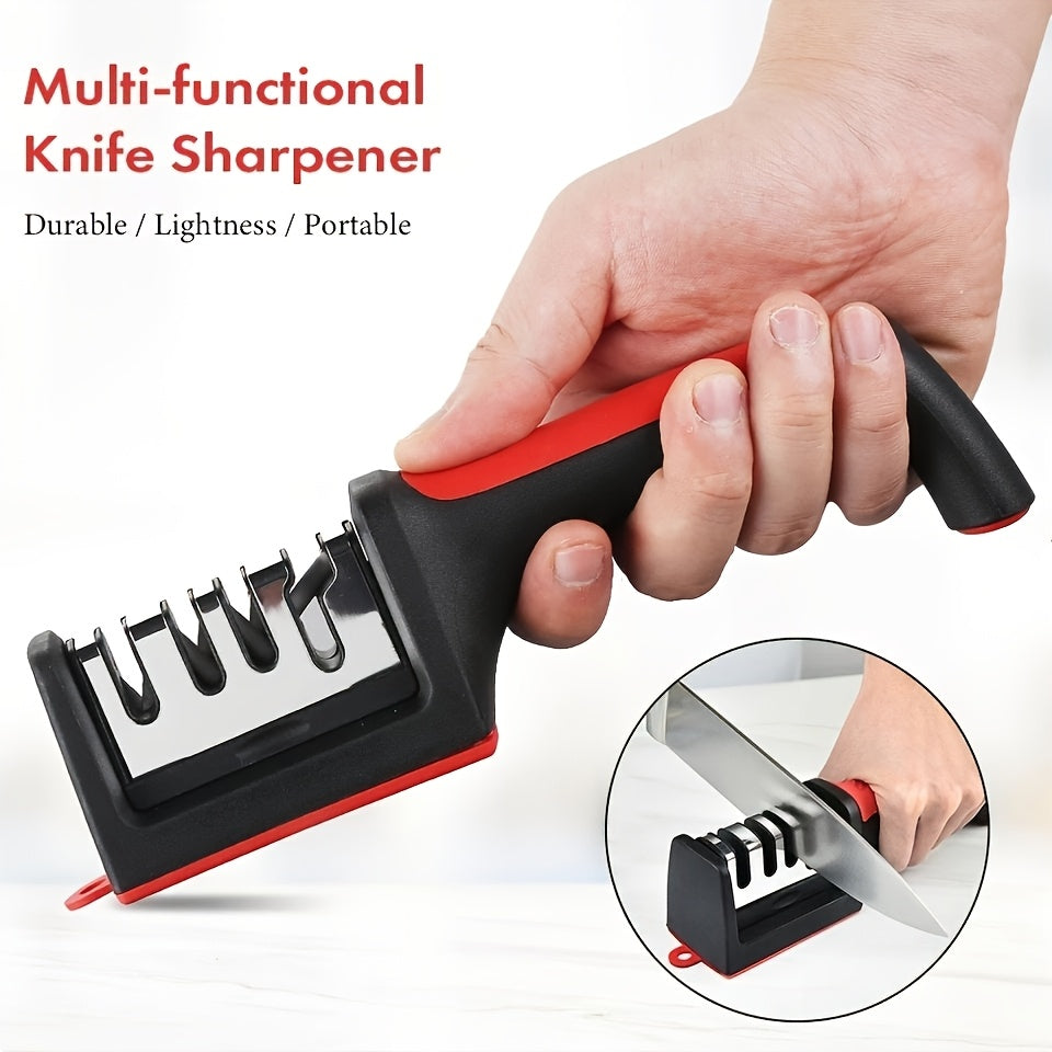 4-Stage Professional Kitchen Knife Sharpener - Tungsten & Diamond Ceramic Sharpening Stone for Chefs