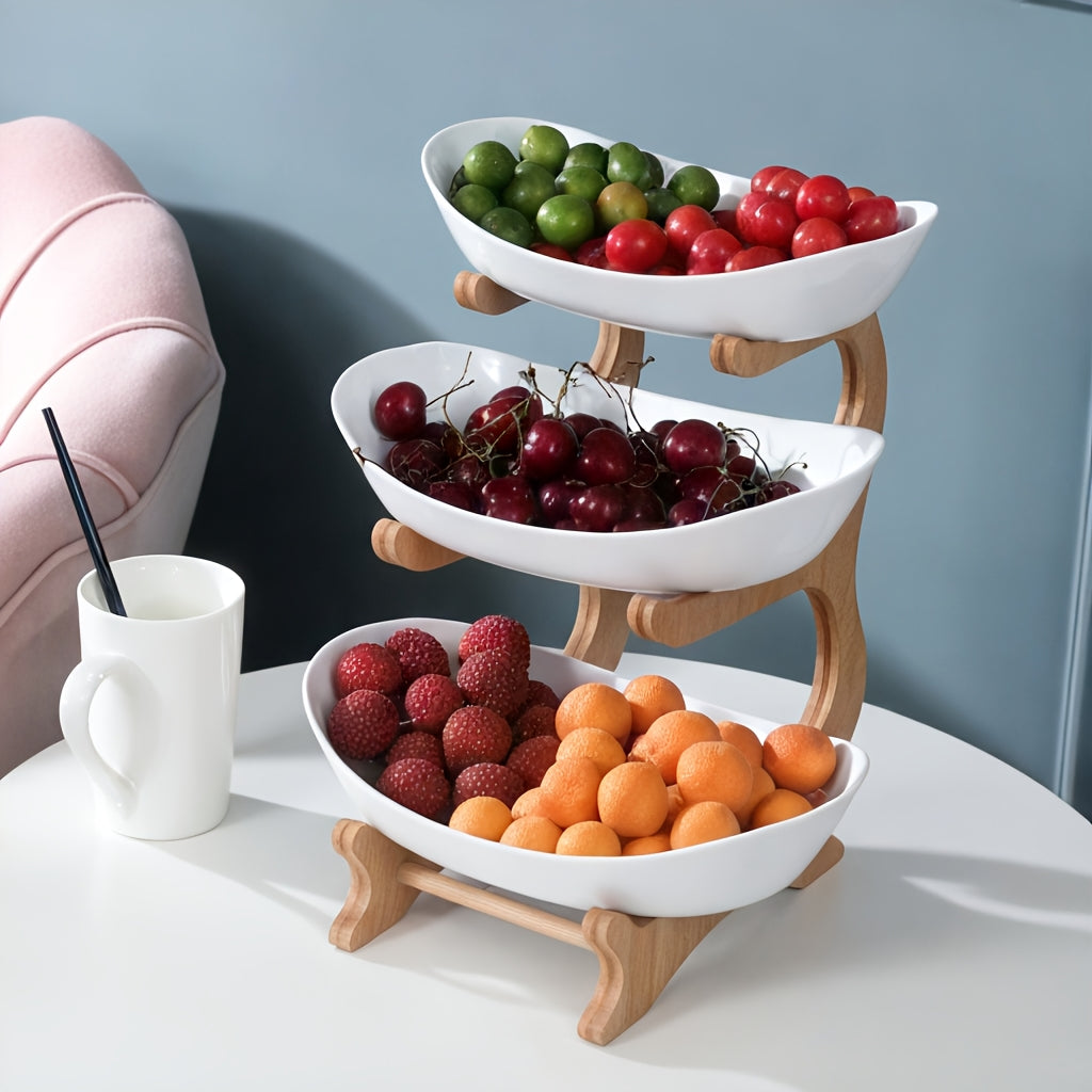 3-Tier Modern Creative Fruit Stand, Plastic Snack Storage Display Rack, Home Decor Shelf for Kitchen and Dining Room - Multi-Layer Tray Set for Fruits, Snacks, and Desserts - Ideal Christmas Gift